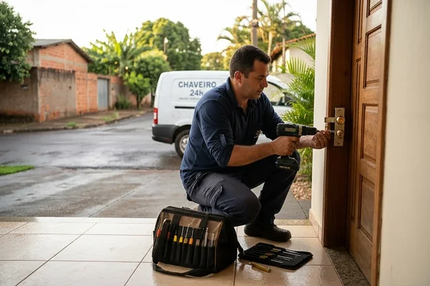 Elementos de segurança em uma residência com foco em sistemas de fechamento.